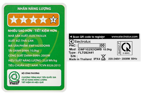 Máy giặt lồng ngang Electrolux Inverter 10Kg EWF1025DQWB - Image 3